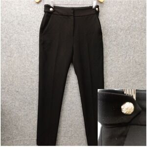 Veronica Beard Pants Womens 0 XS Black Slim Tapered Stretch Side Tab USA 26x27